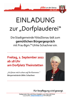 Einladung zur Dorfplauderei in Theinstetten am 2. September 2022 ab 18:00 Uhr